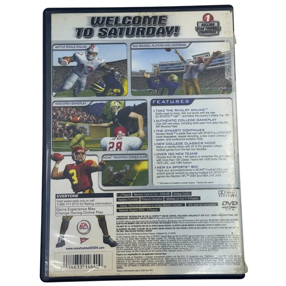 NCAA Football‎ 2004 Sony PlayStation 2 PS2 Complete Tested